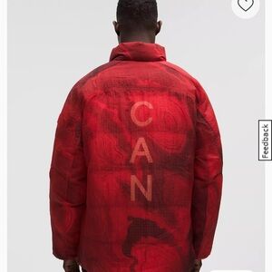 Red CAN Graphic Quilted Jacket - wunderpuff lululemon Olympic
